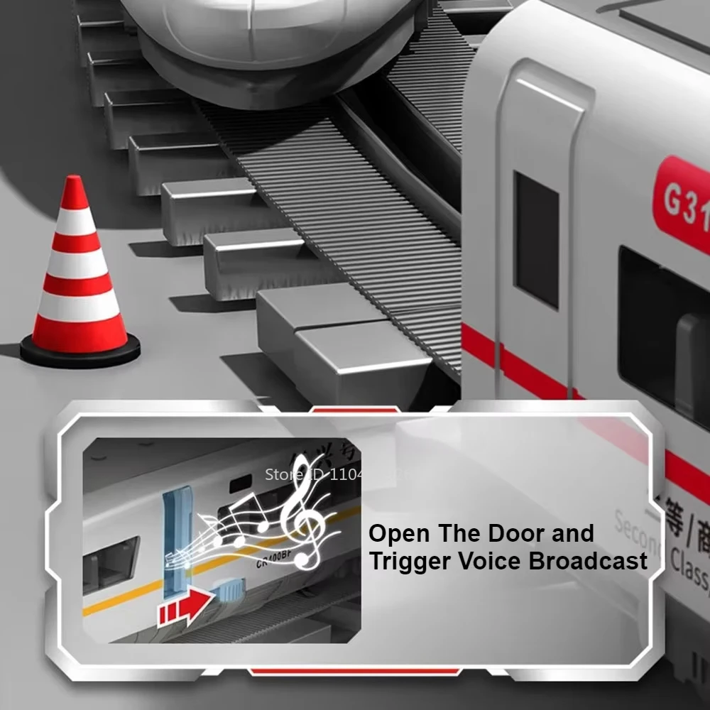 ขนาด 1:60 FuXing รถไฟความเร็วสูงของเล่นรถรีโมทคอนโทรลไฟฟ้าจําลองเสียงประกาศรถไฟเสียงของขวัญ