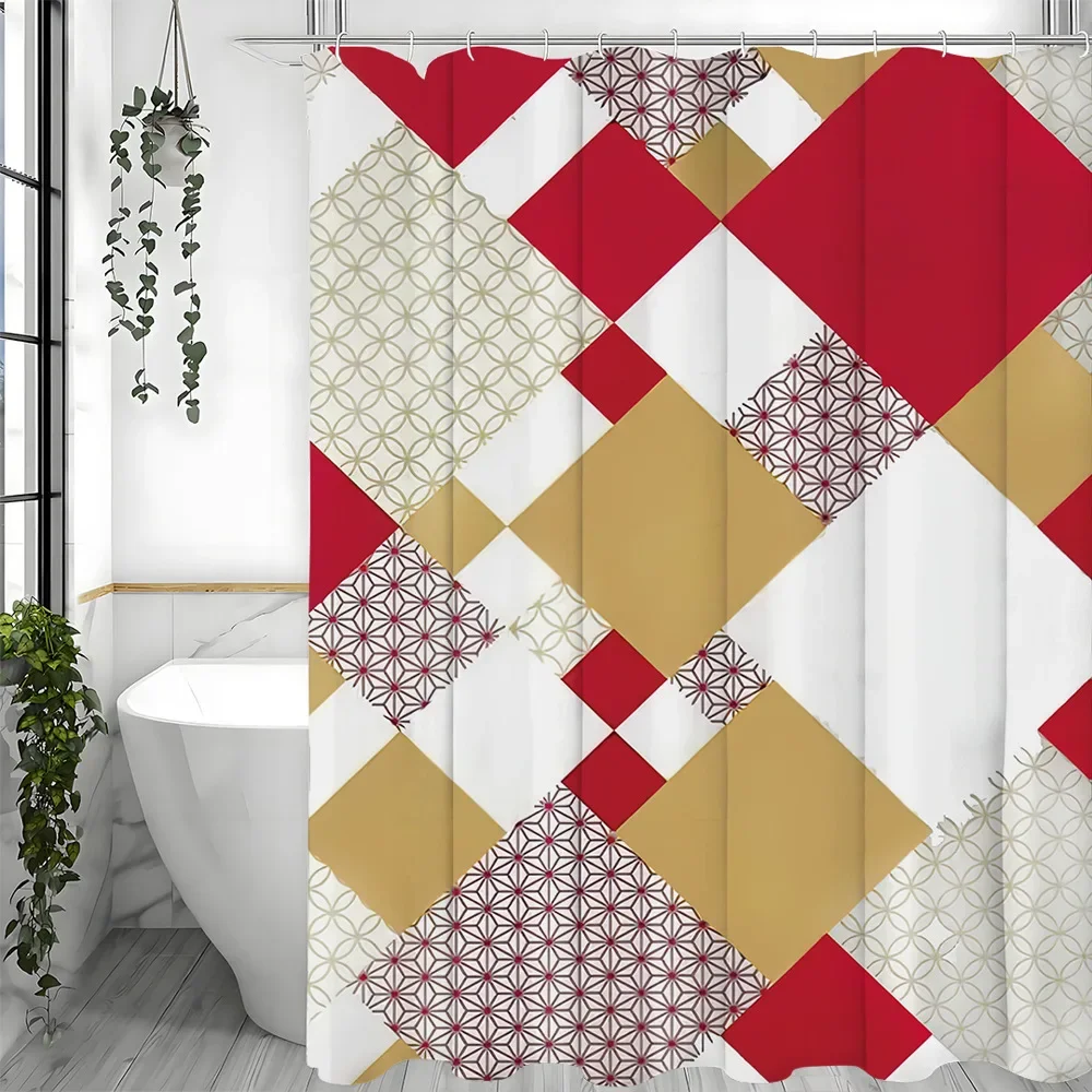 Blocchi con motivo a scacchiera Tenda da doccia Lavabile Soffione doccia resistente allo sporco Tenda da bagno in poliestere impermeabile per la decorazione domestica