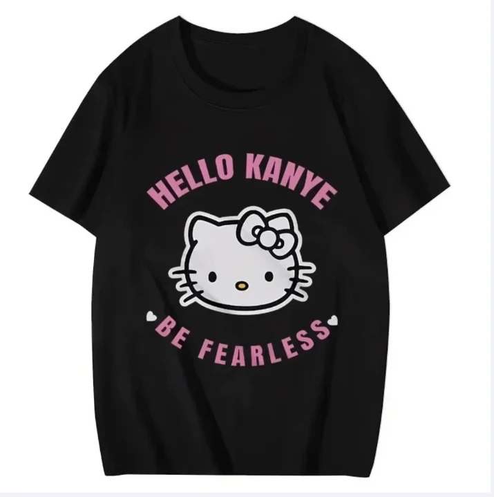 

Sanrio Hello Kitty Одежда для пар с плоским принтом Одежда для всей семьи Одежда для родителей и детей Повседневная удобная футболка унисекс с круглым вырезом для путешествий и отпуска