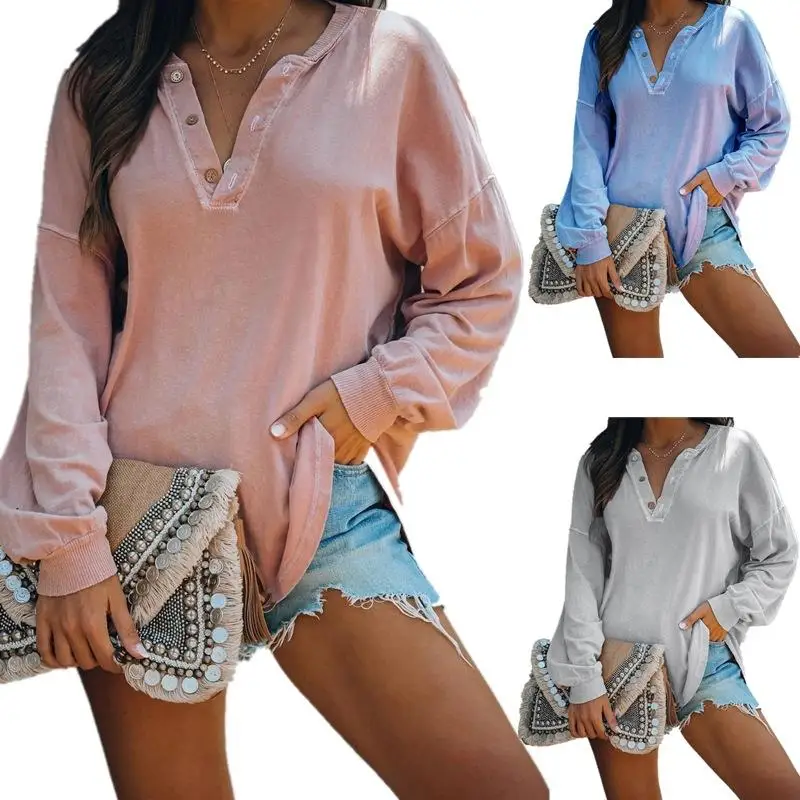 

Ele Long Sve женская футболка с воротником, удобная хлопковая смесь, модный топ, женский весенний модный базовый цвет