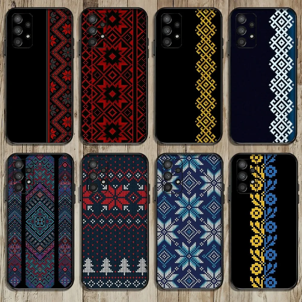 G-Ukraine Ornament Pattern Phone Case For Samsung Galaxy A52 A12 A51 S21 Edge S22ULTRA S23 S24 Plus Ultra Black Cover