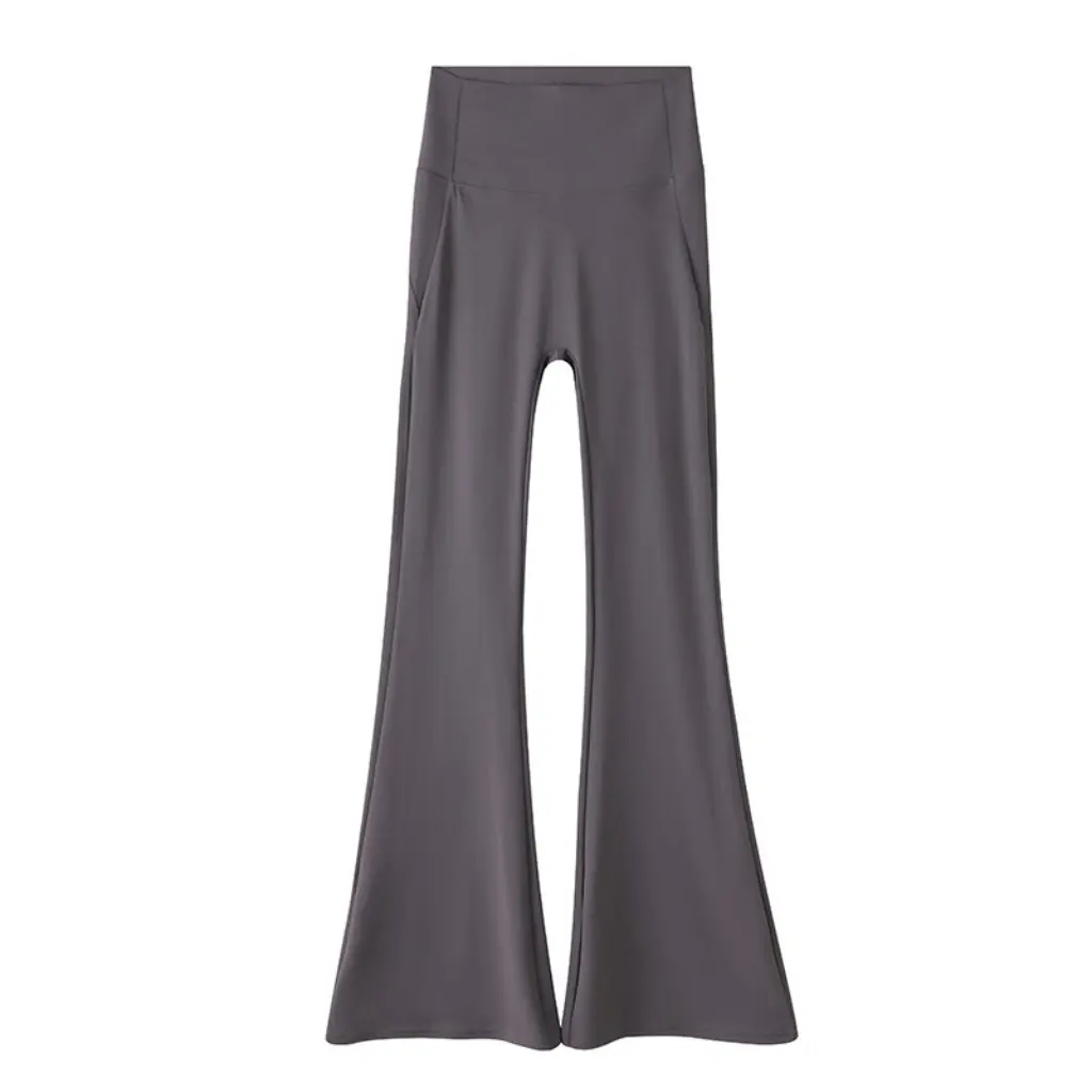 여성용 하이웨이스트 마이크로 요가 팬츠 여름 슬림핏 벨 팬츠 화이트 타이트 슬리밍 의상 말굽 디자인 바텀