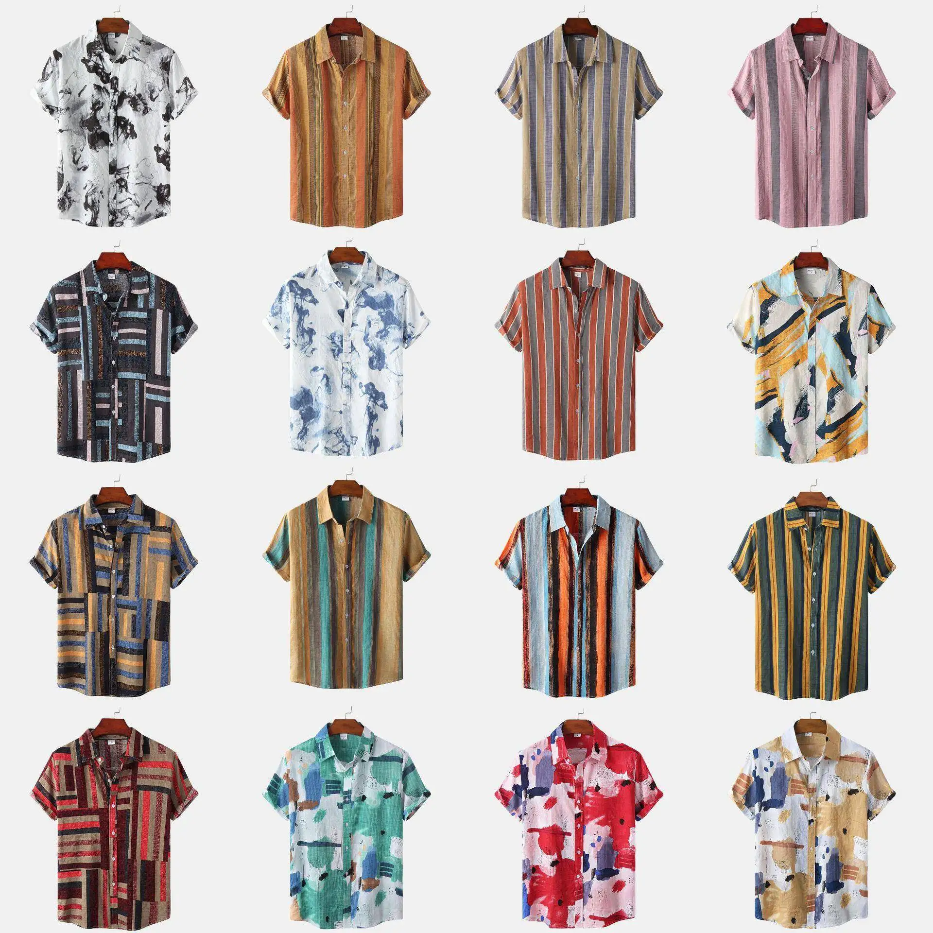 

Summer Casual Hawaiian Style Printed Men's Short Sleeve Shirt Loose Fit Youthful Vitality Patterned Casual Wear for Men