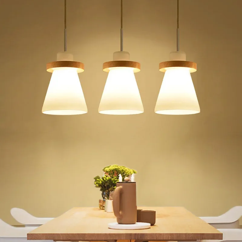 

Nordic Pendant Lights E27 Indoor Kitchen Island Living Room Office Decoration Modern Lamp Natural Wood Hanging Light Fixture