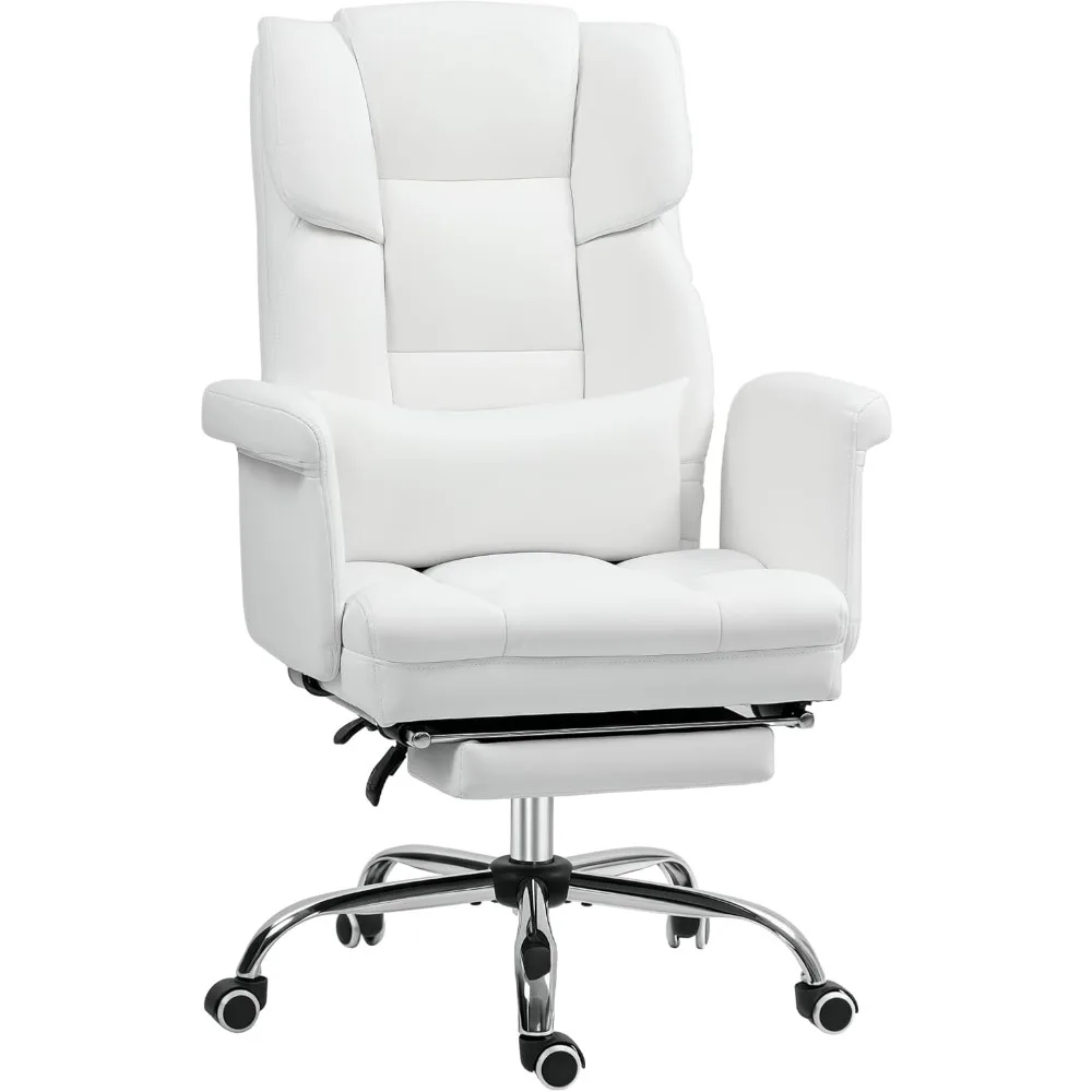 

Офисное кресло для руководителя с подставкой для ног и поясничной опорой, эргономичное офисное кресло из искусственной кожи, кресло с откидной спинкой и поворотом, Wh