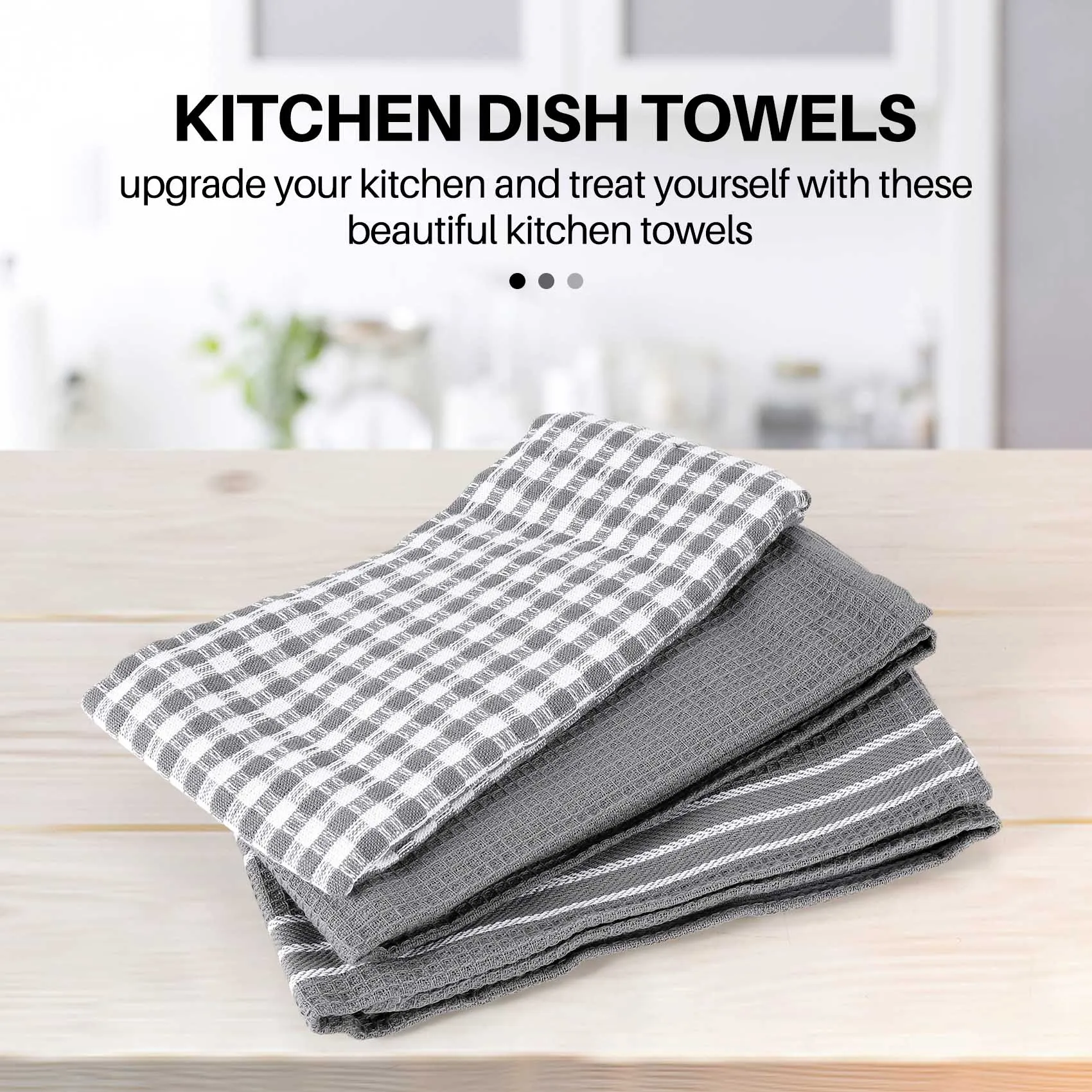 Classic Kitchen Towels, 100% Natural Cotton, The Best Tea Towels, Dish Cloth, Absorbent and Lint-Free, Machine Washable, 18 x 25