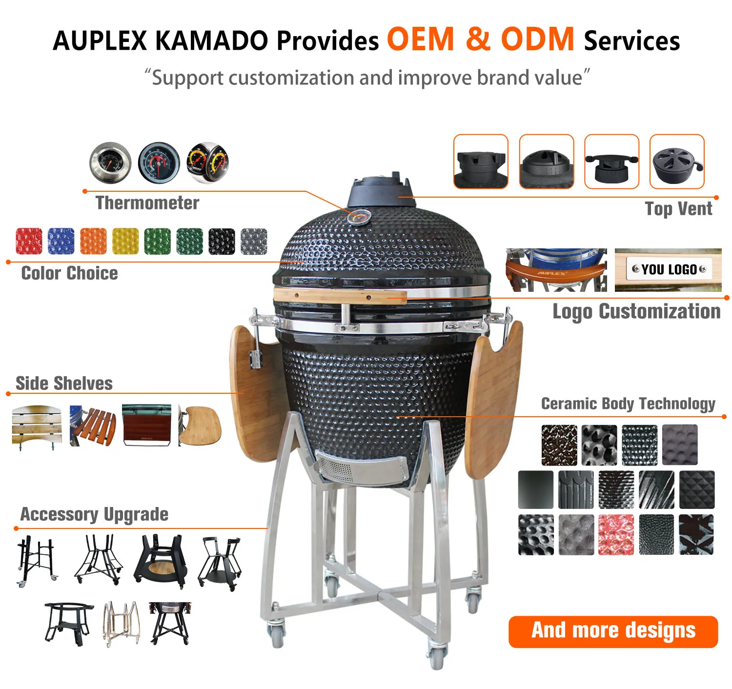 Ceramic Big Joe Kamado Grill 21 27 29 Inch & Meat Smoker BBQ with Charcoal & Garden Outdoor