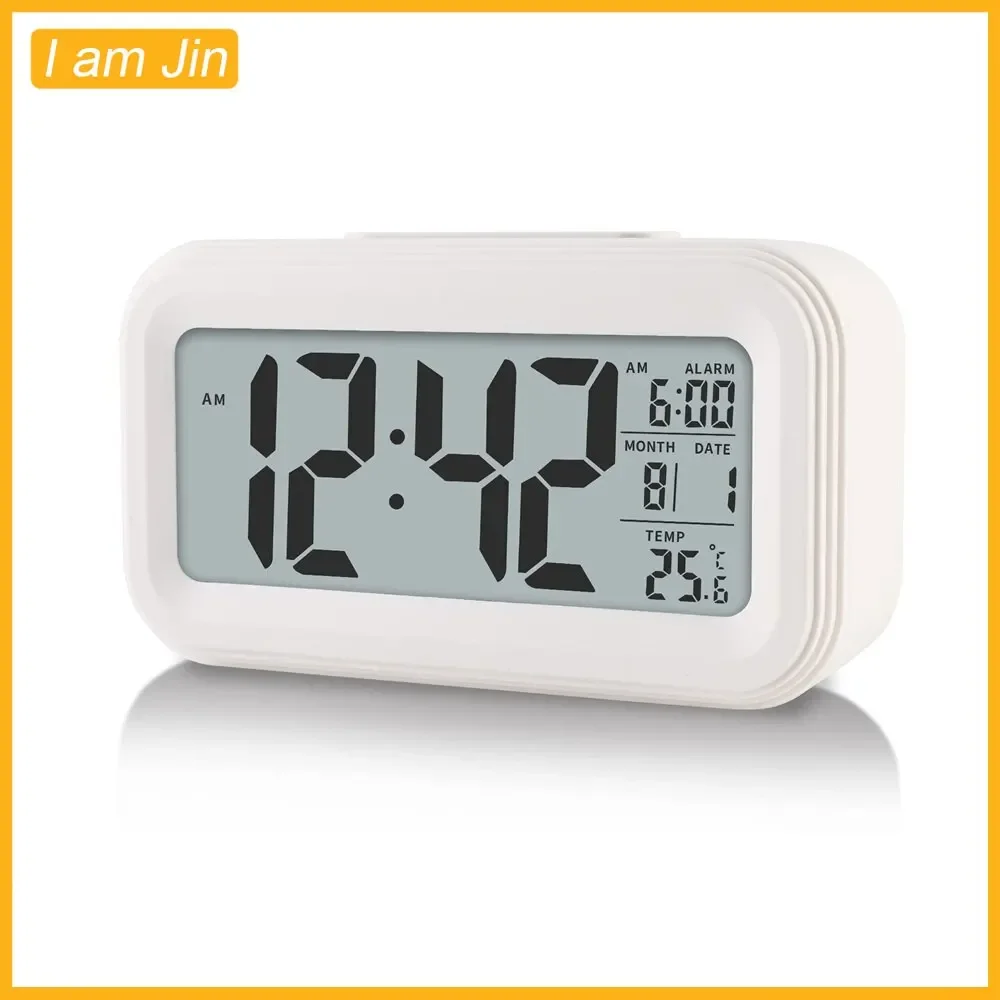 LED Digital Alarm Clock Backlight Snooze Data Time Calendar Desktop Multifunction Electronic Backlight Table Clock Night Vision