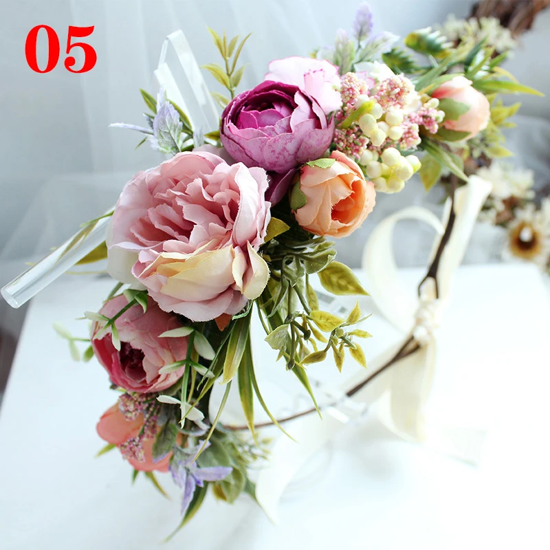 Spring Bohemian Flower Crowns For Women Girls Flower Headbands Bride Headpieces Floral Garland Wedding Wreaths Party Headwear