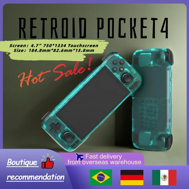 

Retroid Pocket 4 RP4 4G+128G WiFi 6.0 Handheld Game Console 4.7Inch Touch Screen 5000mAh Android 13 Bluetooth Children's Gifts