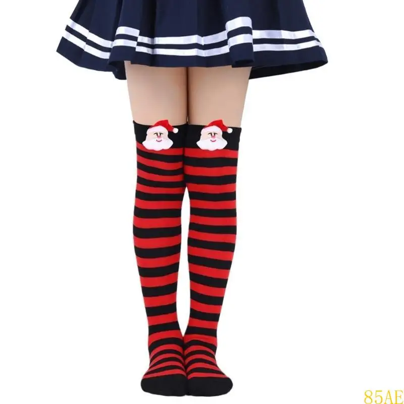 

85AE Kids Christmas Stockings New Year Festival Over the Knee Socks Festive Stockings