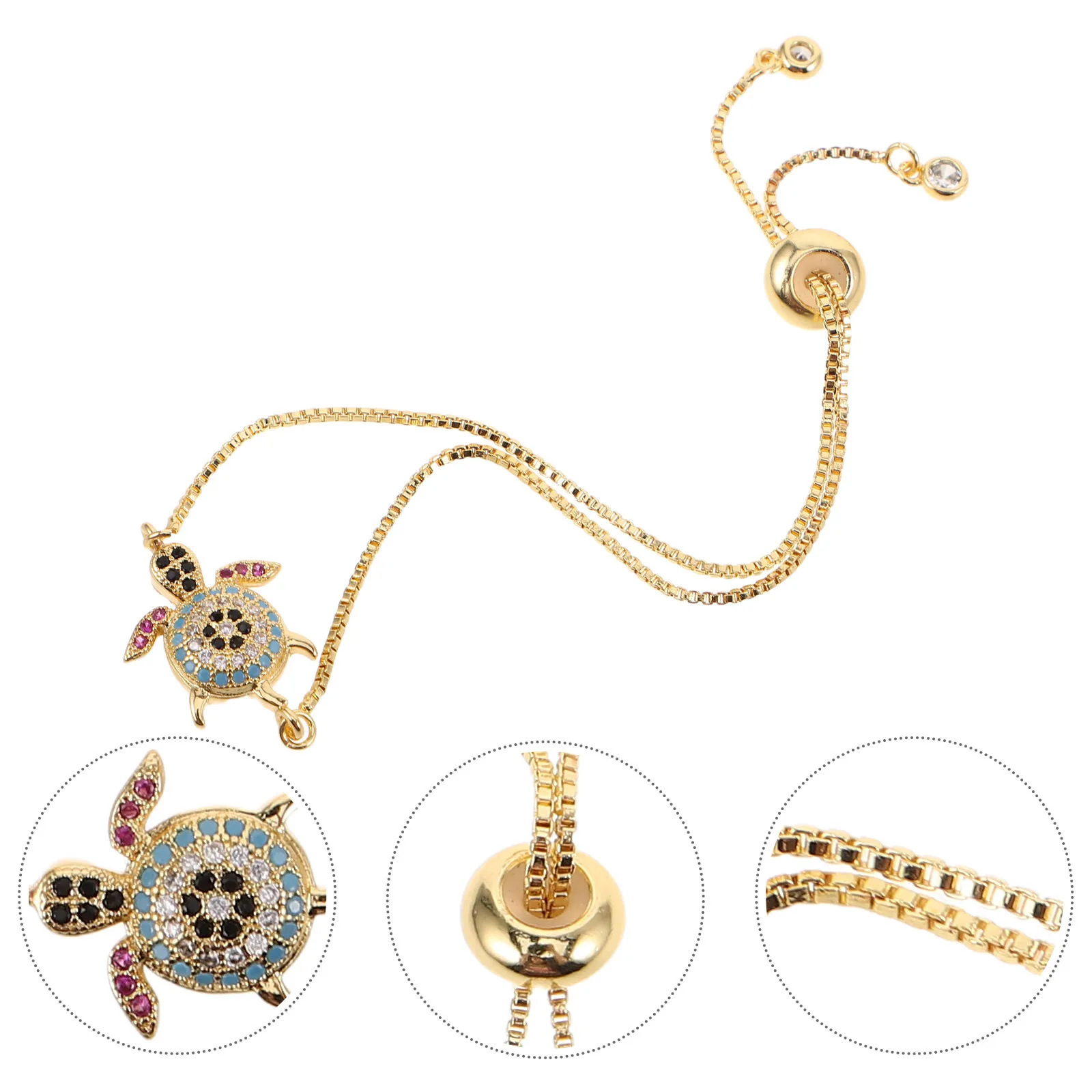 

Elegant Adjustable Sea Turtle Bracelet Zirconia Chain Jewelry For Women Beach Nautical Hand Chain Friendship
