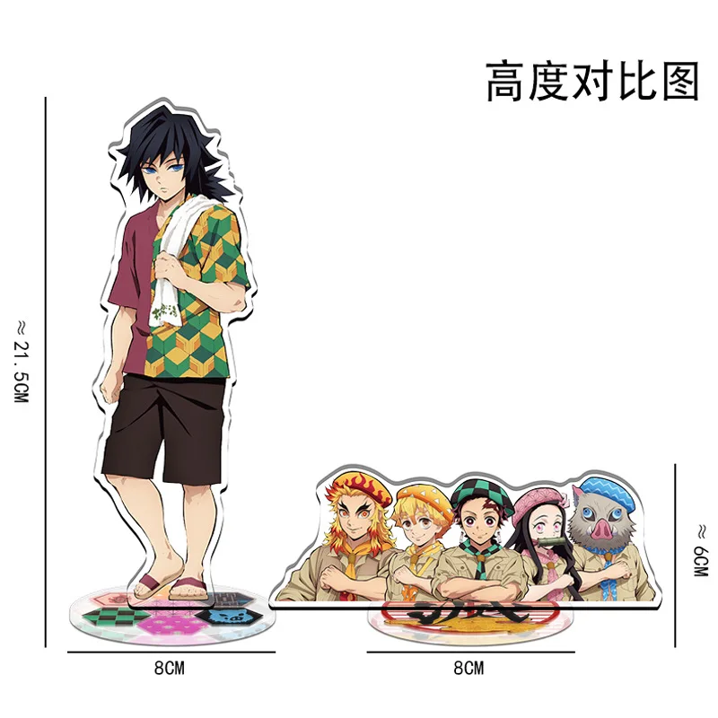 Anime kimetsu no yaiba acrílico suporte demon slayer figuras estatuetas kits de garagem modelo brinquedos gk ornamentos decoração