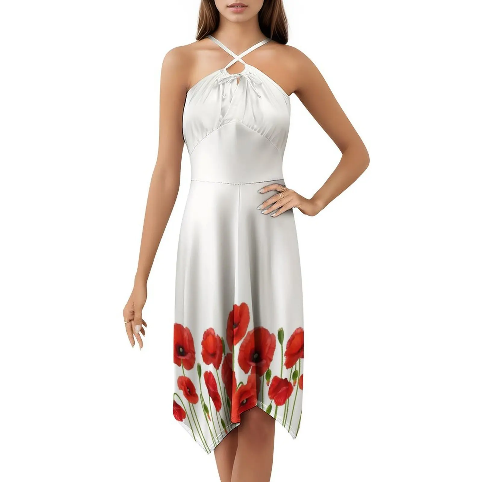 Papoilas floral blusa vestido para mulheres primavera verão vestido casual para festa papoulas flores papoula flor foto vestido de noite feminino