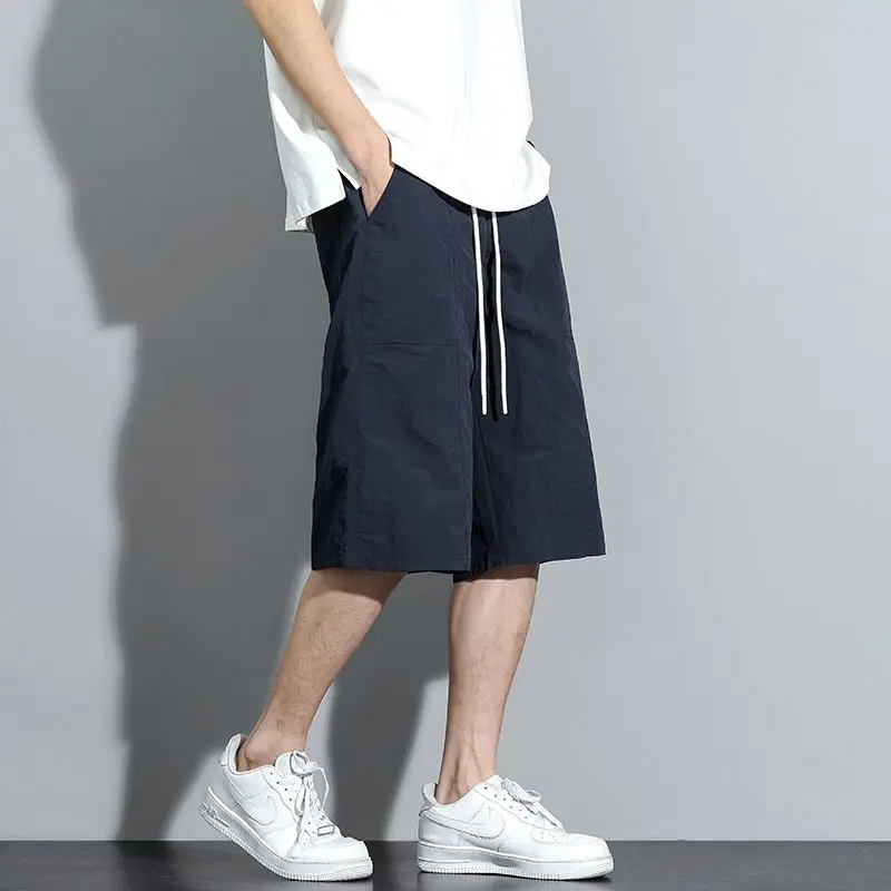 

2025 Summer Ice Silk Quick-Drying Loose Casual Six-Point Shorts for Men, Thin Running Beach Pants