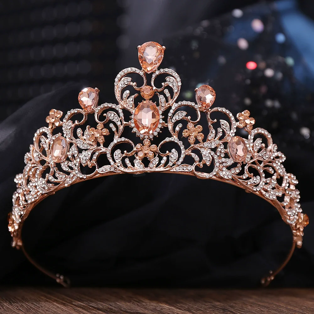 แฟชั่นทองเงินสีคริสตัล Rhinestone Princess Tiaras และมงกุฎเครื่องประดับผมเจ้าสาวงานแต่งงานอุปกรณ์เสริมผมสําหรับผู้หญิง