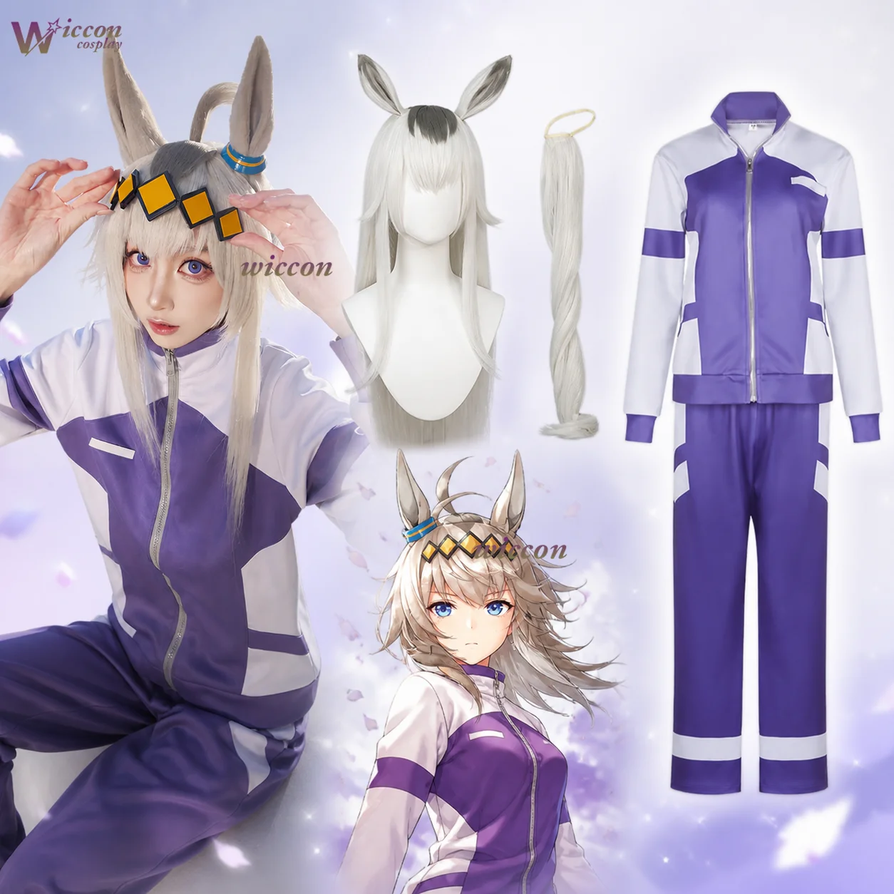 ynot-cos-anime-uma-musume-pretty-derby-oguri-cap-cosplay-costume-hair-accessories-ash-gray-cinderella-halloween-outfit-set
