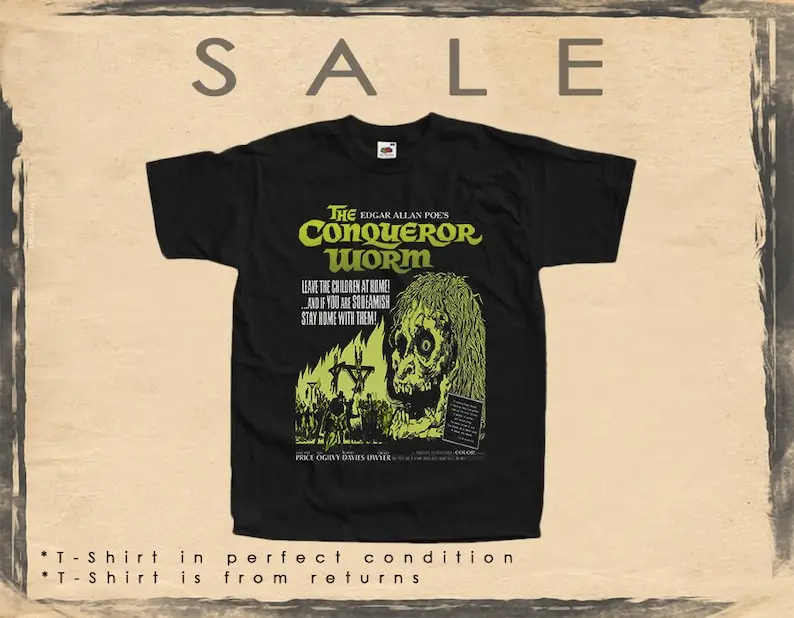 

Vintage TShirt SALE 169 The Conqueror Worm Size M BLACK color Men Woman Unisex T-Shirt Digital Print Sizes