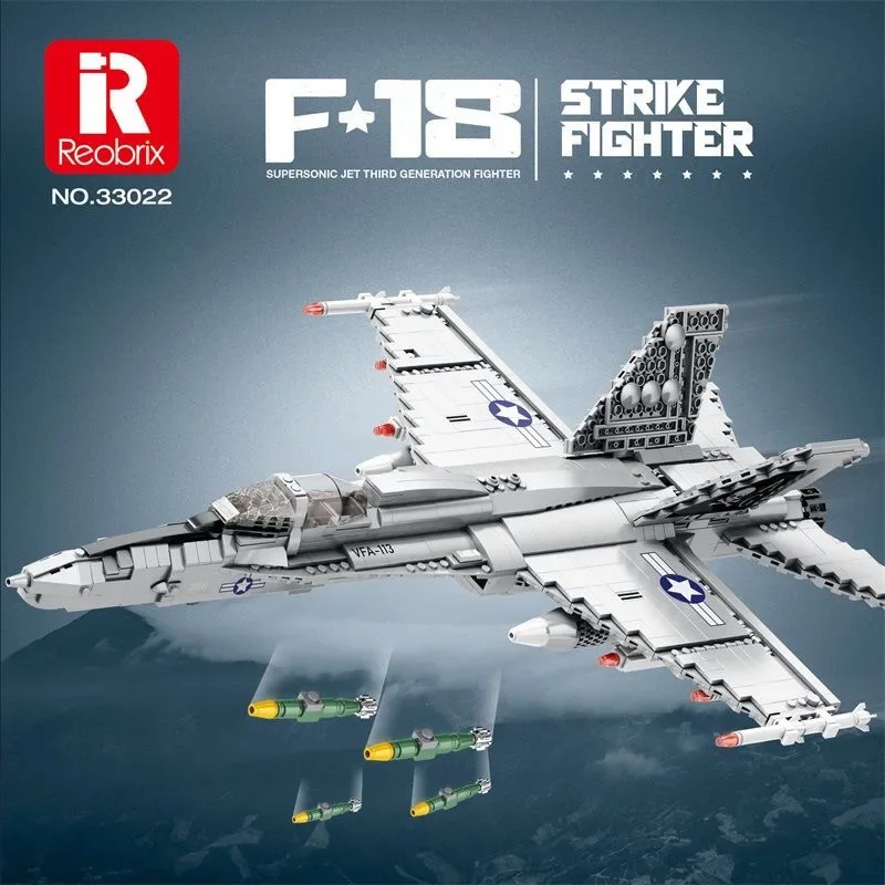 

Reobrix 33022 BumblebeeF18Fighter aircraft helicopter building block toy for boys and girls gift