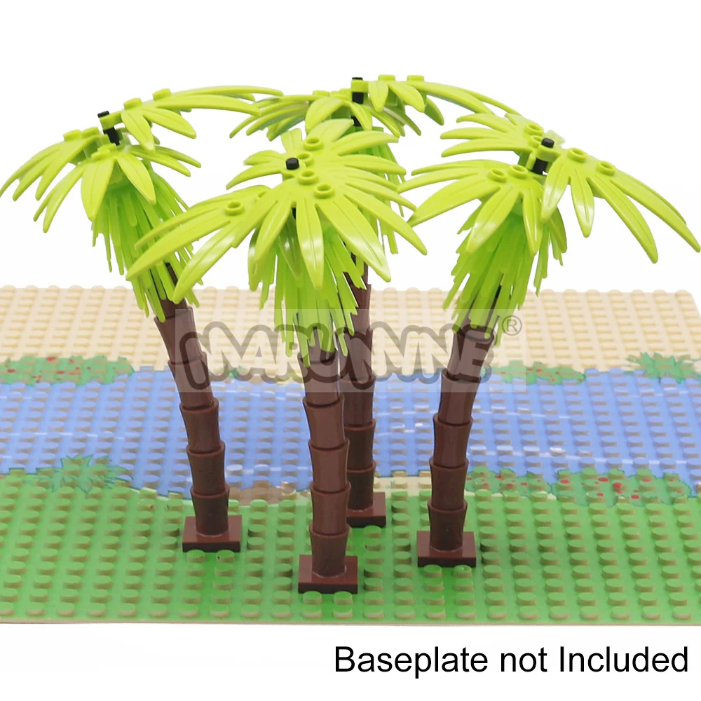 MARUMINE 4PCS Kokospalme MOC Stadt Pflanze Bausteine Ziegel Garten Bonsai Wald DIY Klassische Modell Kit 30338 30239