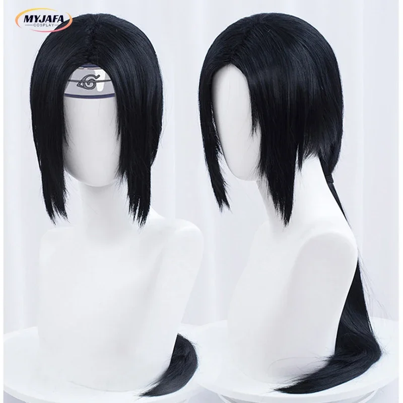 Uchiha Itachi Cosplay Wig Itachi Uchiha Long Straight Black Heat Resistant Synthetic Hair Anime Cosplay Wigs   Headband   WigCap