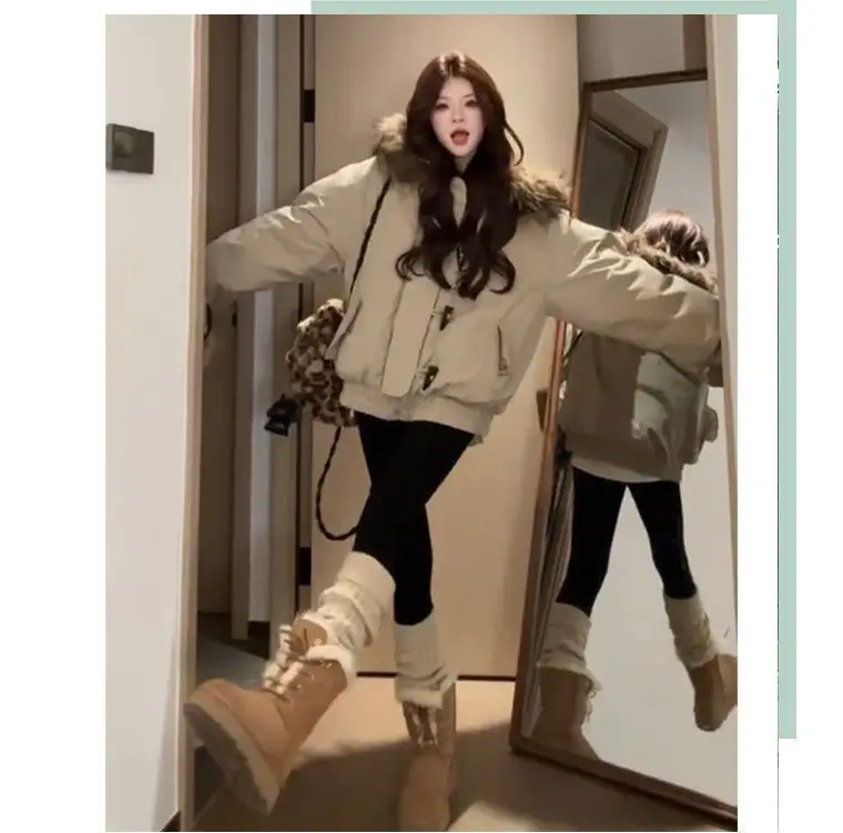 

Женская осенняя парка белого цвета с утеплителем, съемными перьями, антистатическим эффектом, капюшоном, из нейлона, в стиле ретро, приталенная, для колледжа