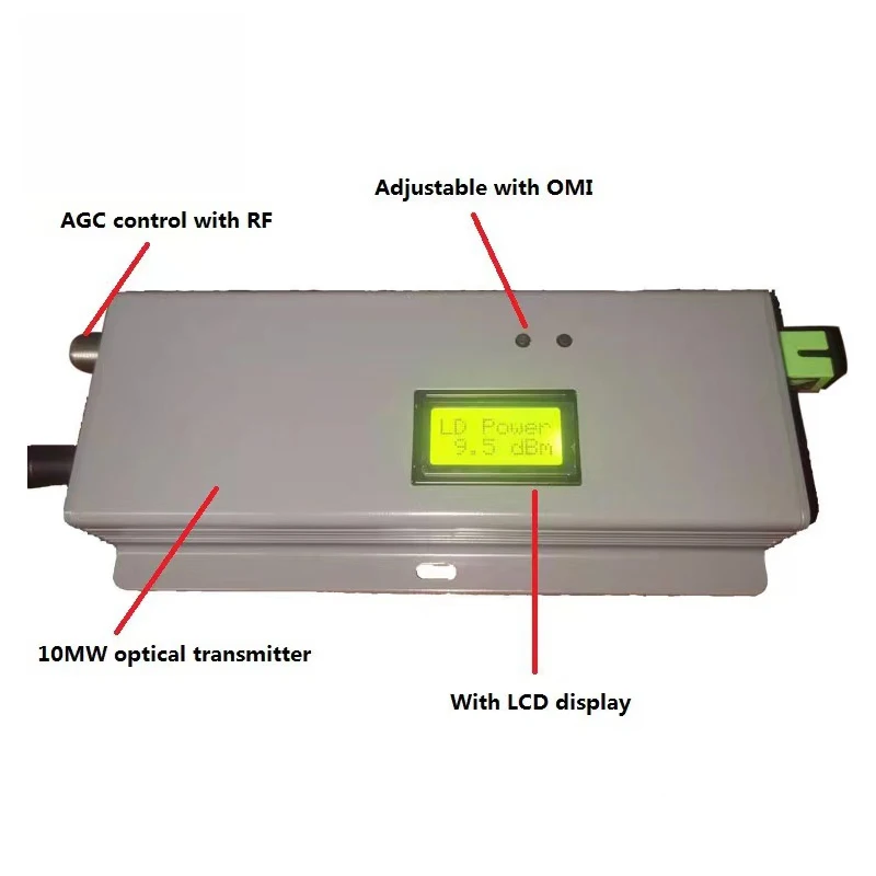 Hot sale 1550nmOptical Transmitter catv transmitter cable TV special indoor with LCD display with SC/APC connector rf input