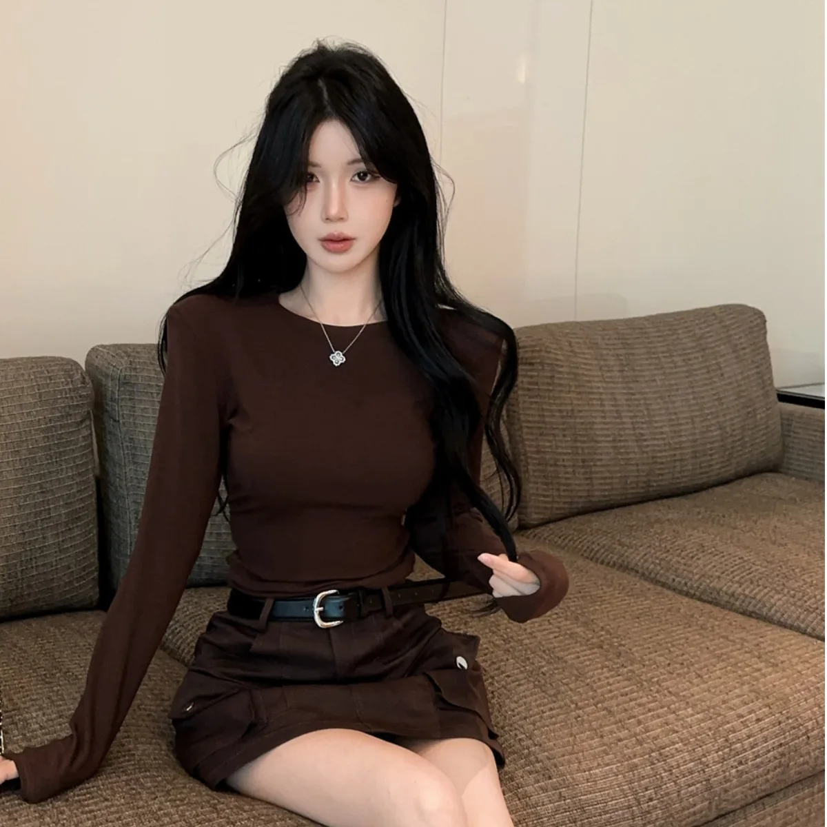 Outono inverno 2025 puro desejo renda splice bal longo sve base irt feminino faion conjunto ort saia sexy sle adulto feminino