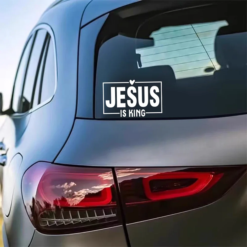 15x9.4cm Jesus Is King Laser Car Stickers Auto Vinyl Film Decals For Car Bumper Windows Motorcycle Walls Car Accessories