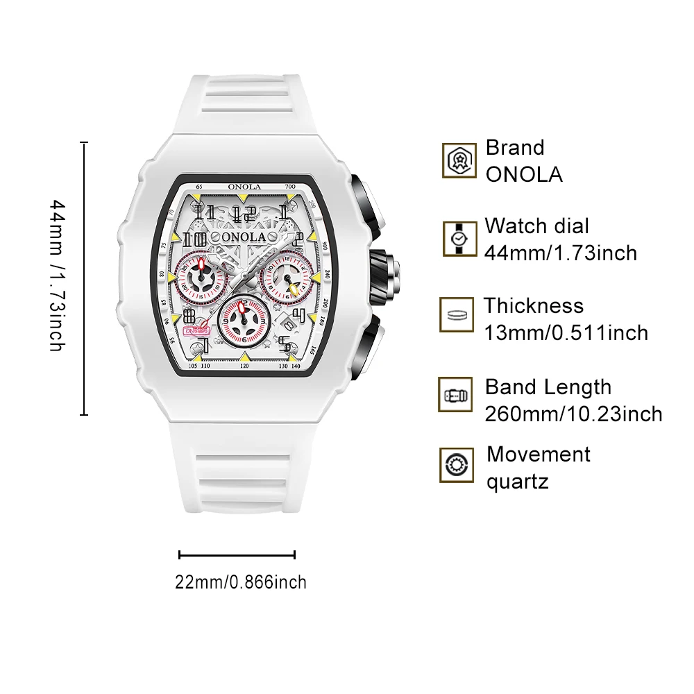 Multi functional waterproof men's watch with silicone tape, sports quartz men's watch