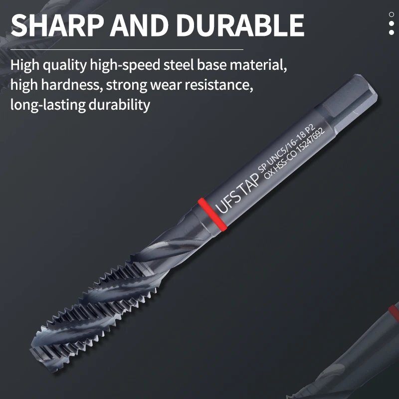 UFS TAP HSS-CO Anello rosso JIS Standard con rubinetto scanalato a spirale OX UNC UNF 2-56 4-40 6-32 8-32 10-24 1/4 Maschio filettato a macchina