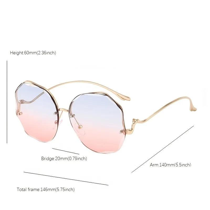 Chic Rimless Square Fashion Glasses for Women & Men - Gradient Lens Metal Frame Curved Temples image 6