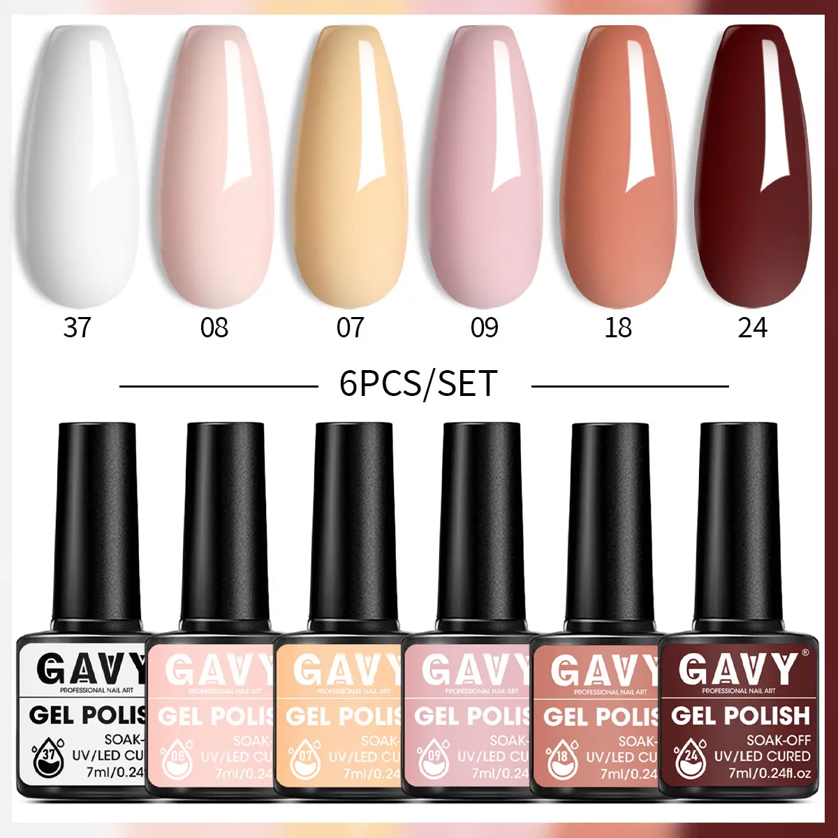 ชุดทาเล็บเจล VOKY 6 สี น้ํายาล้างเล็บแบบโฮมเมดสําหรับทาเล็บเจล LED ที่บ้าน ความจุ 7 มิลลิลิตร