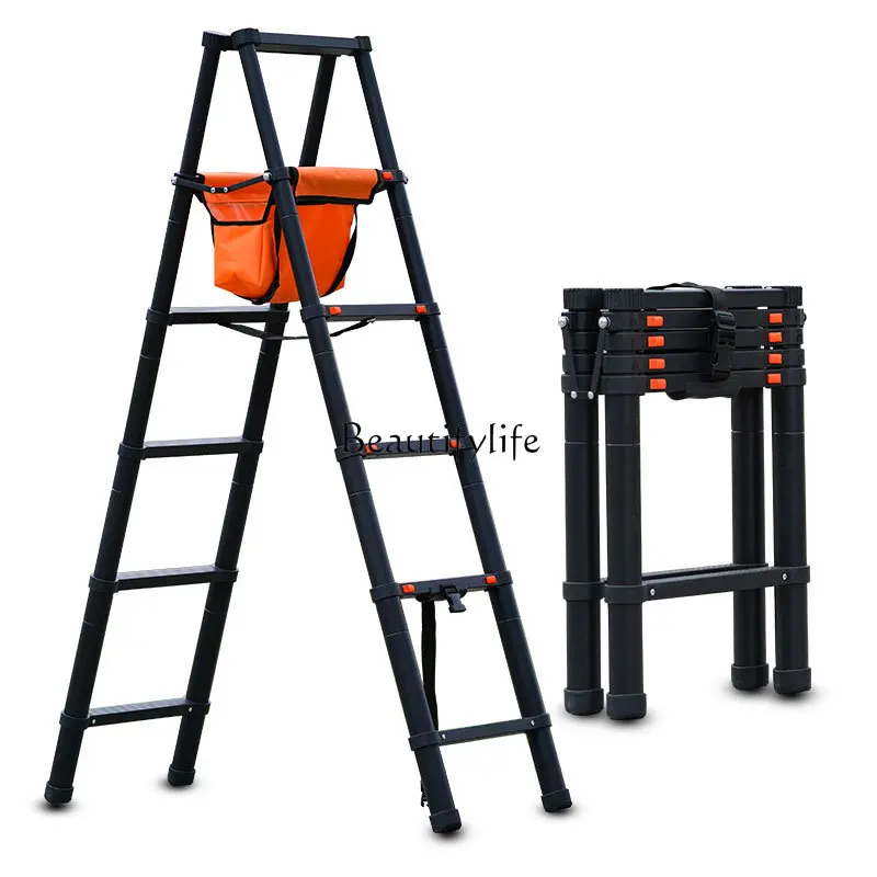 Aluminum Alloy Ladder Multi-Functional Elevator Walking Herringbone Decoration Retractable Mobile Ladder