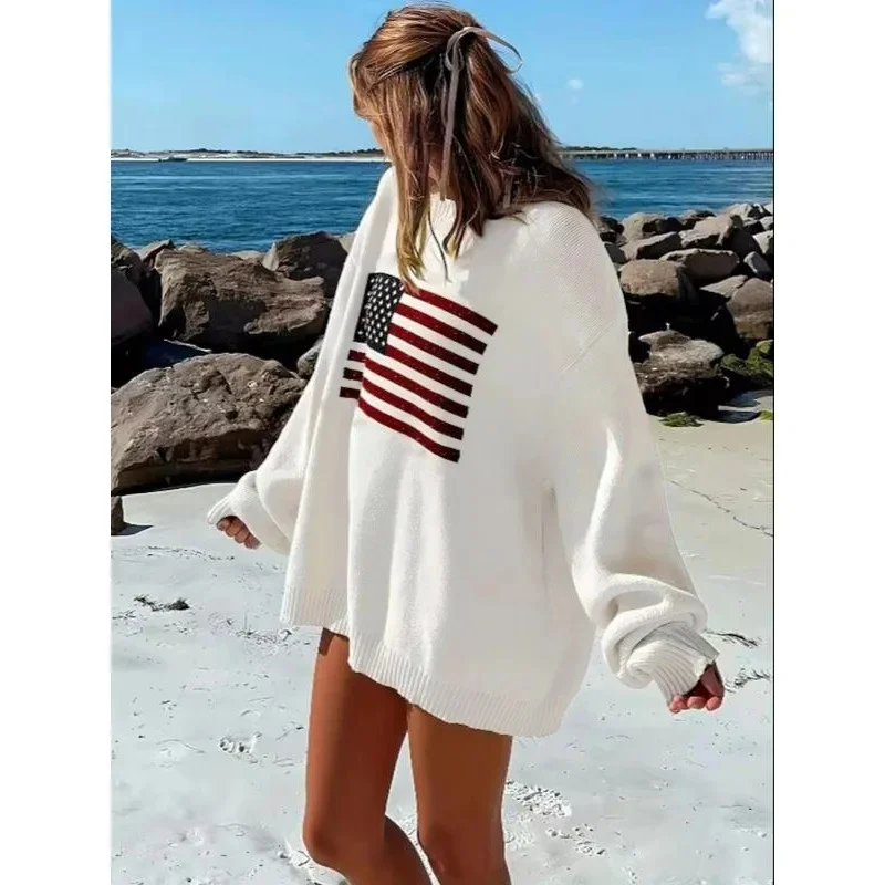 Casual Loose Pullover For Women Autumn Long Sleeve Knitwear Y2K Outerwears Women's Fashion Stripes Sweater Female Top Clothes