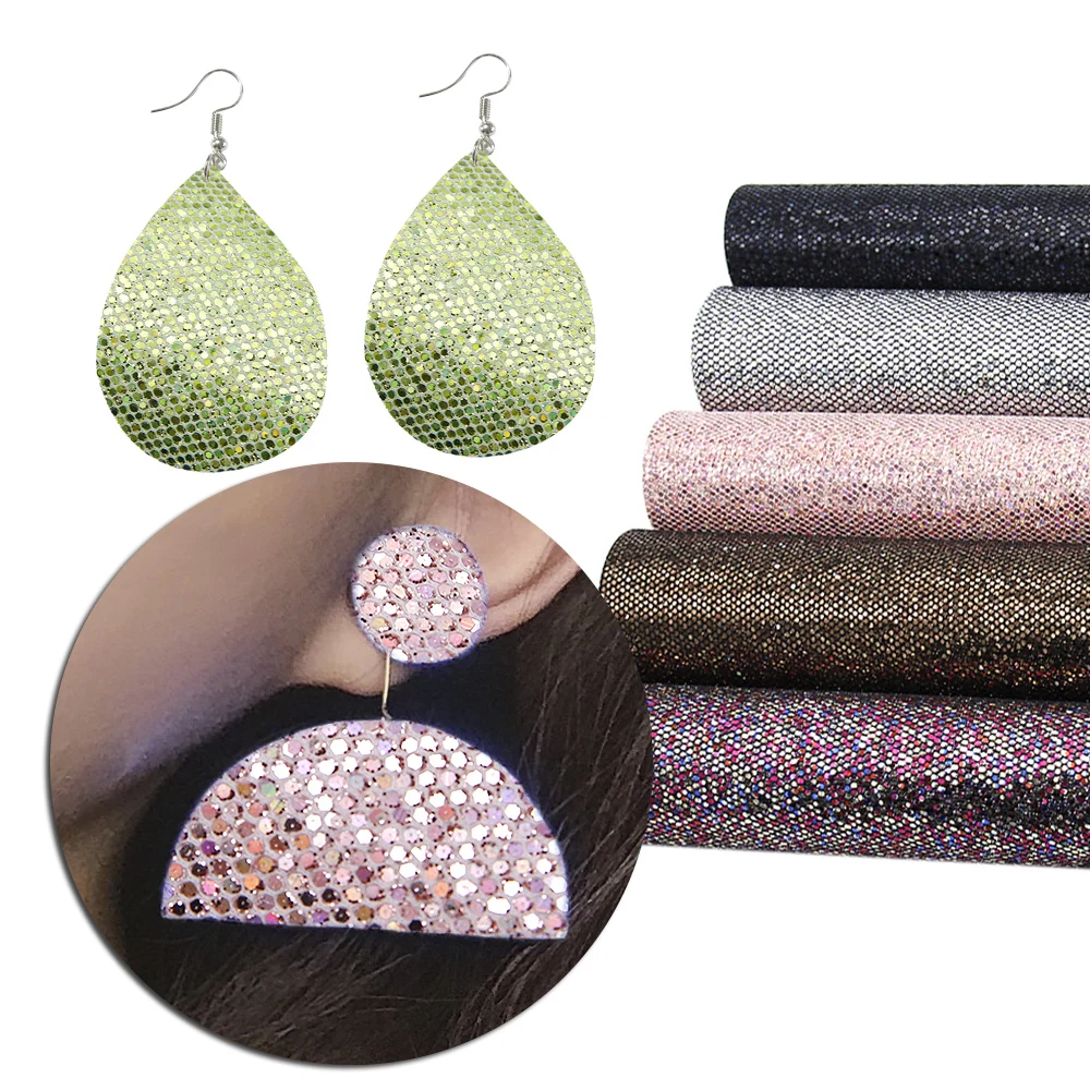 20*33cm Chunky Glitter Synthetic Leather Sheet Iridescent Laser Faux Leather Fabric DIY Bows Earrings Craft Supplies,1Yc4859