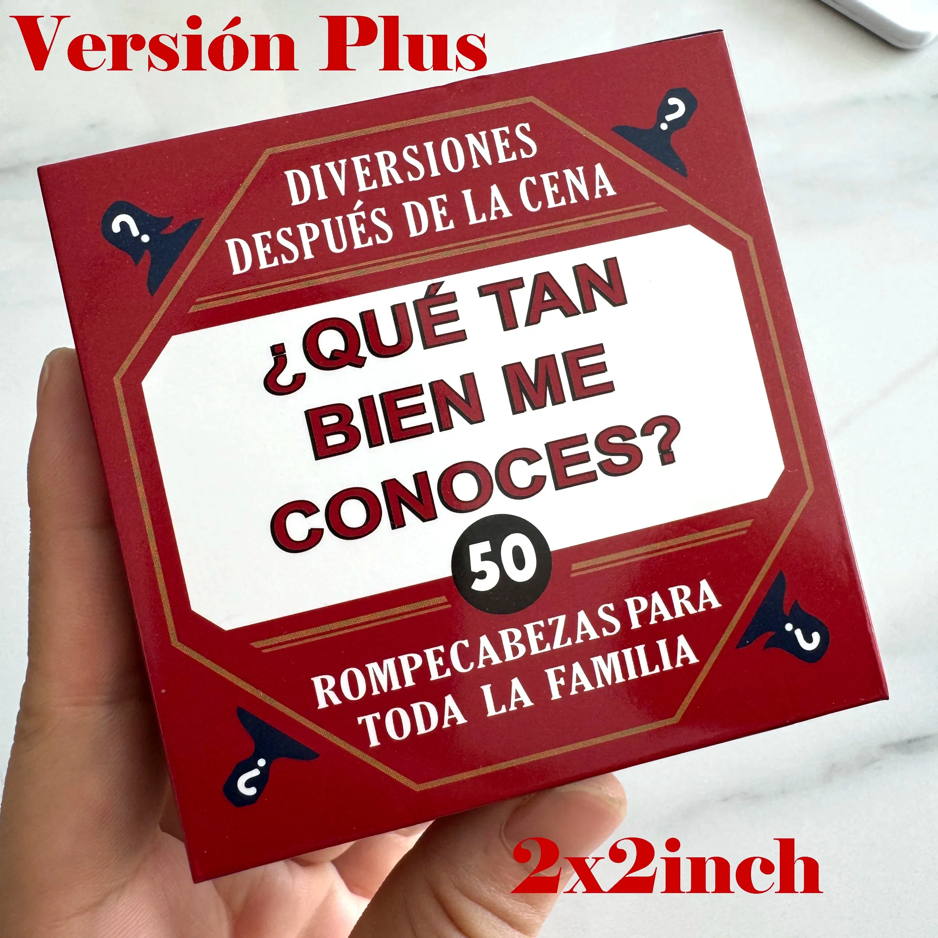 2x2 بوصة لعبة ببطاقات ورقية عائلية سبانغليزية 50 مشغل للمحادثة في لعبة لوحة الكبار التفاعلية الإسبانية لحفلات العشاء