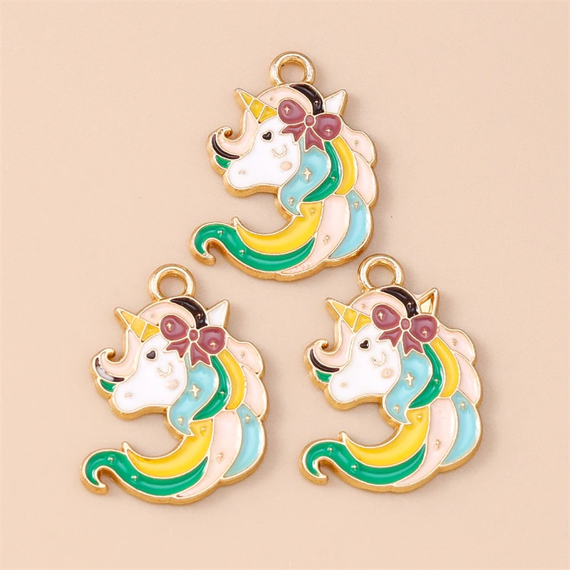 20 Stück Cartoon Tier Charms Emaille Pferd Charms Anhänger für Schmuckherstellung Tropfen Ohrringe Halsketten Armbänder DIY Bastelbedarf – Detail 8