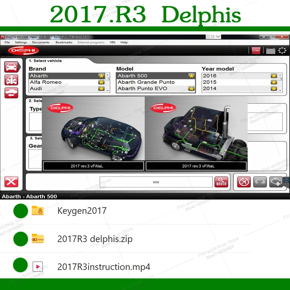 delphis 2017.R3 keygen ds150 Car Diagnostic software compatible bluetooth clear fault code DVD CD TCS auto com Truck Diagnost