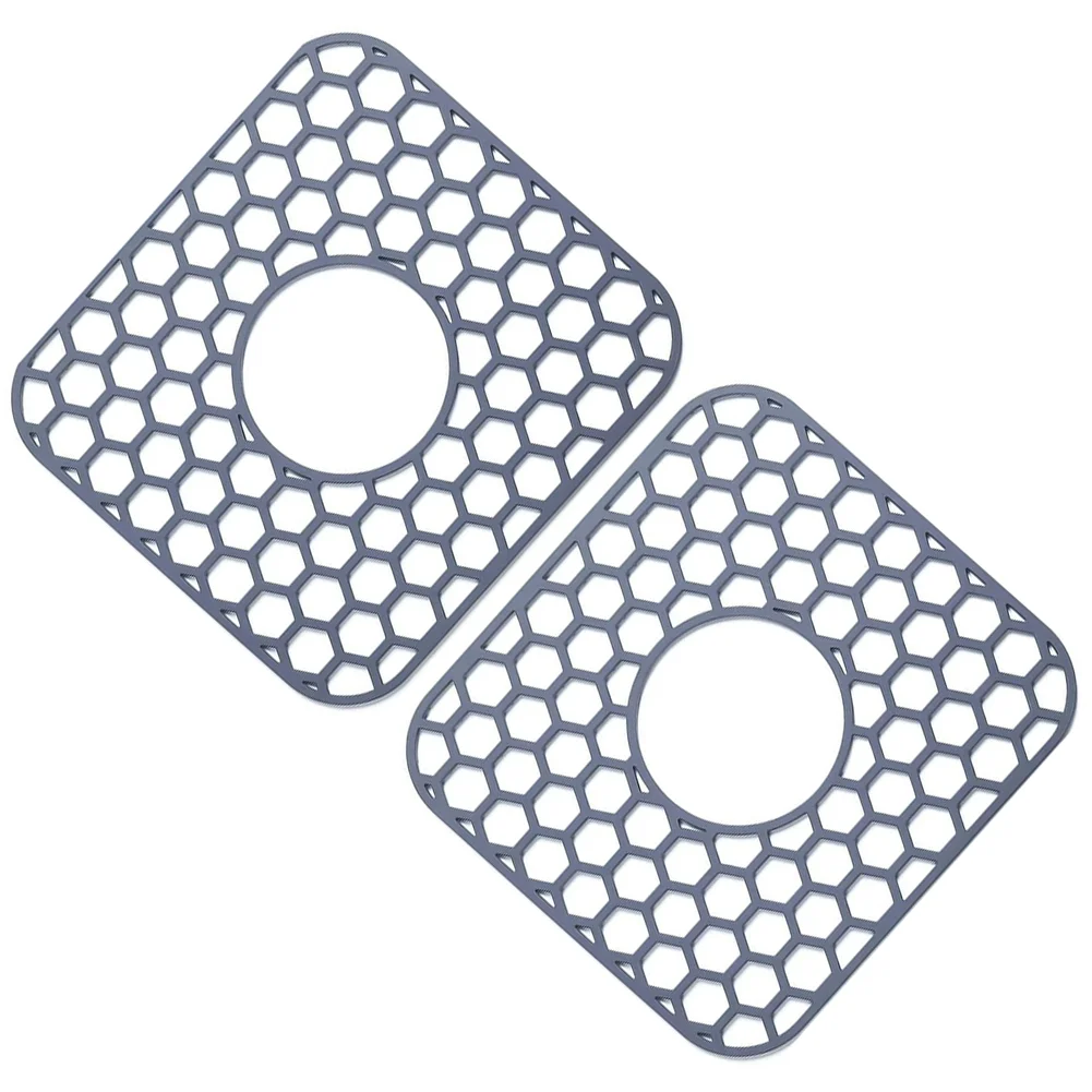 2 Pack Gray Silicone Sink Protectors 12.35 x 11.5 in Fits Standard Kitchen Sinks Heat Resistant Non Slip Easy Rinse