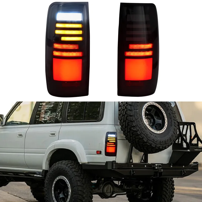 Для Toyota Land Cruiser 80 LC80 1989-1997 Автомобильный светодиодный задний фонарь + стоп-сигнал + задний ходовой фонарь + динамический указатель поворота