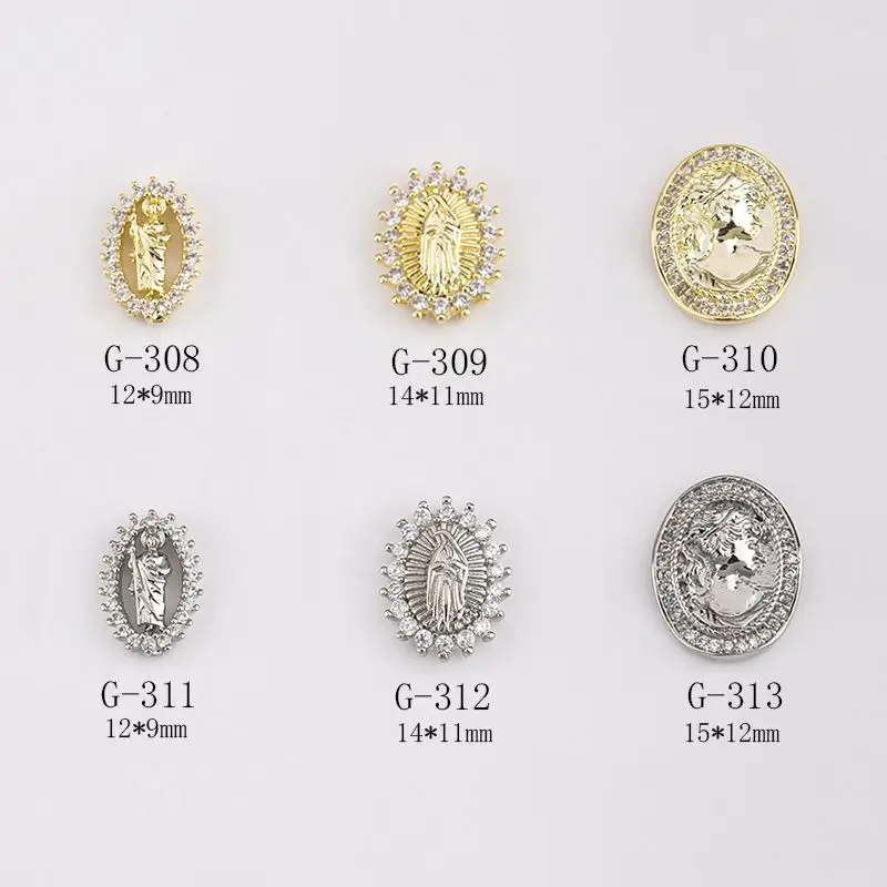 

10pcs/lot 3D Jesus God Beauty Head Zircon Rhinestones Nail Art Nail Parts Jewelry Decorations Nails Accessories Charms Supplies