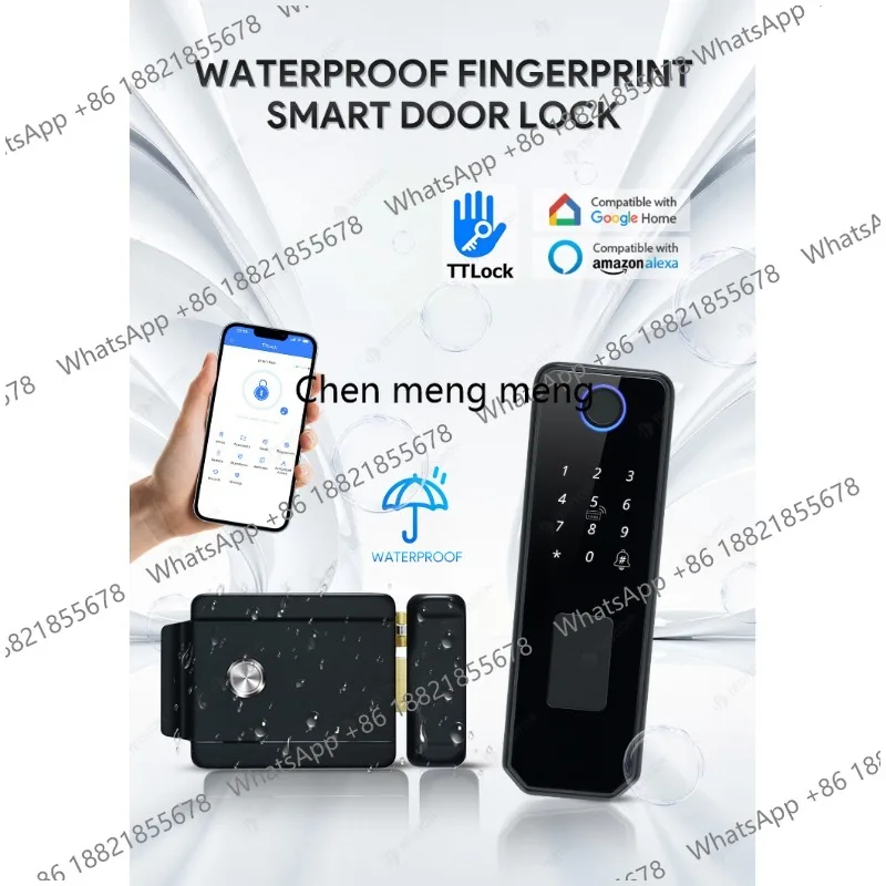 Multilingual graffiti outdoor waterproof iron door lock fingerprint pass lock smart apartment lock