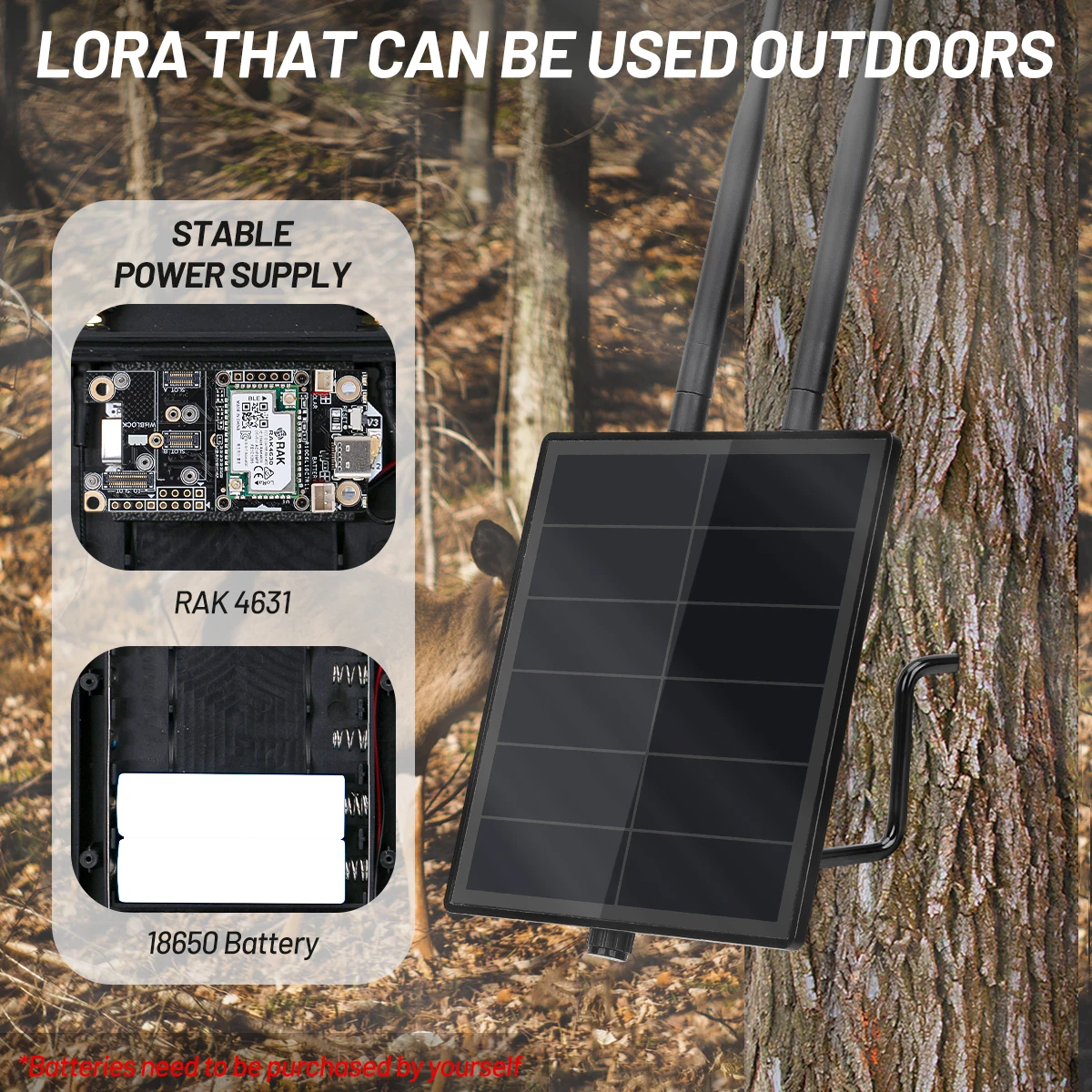 External 915/868/433mhz Antenna Radio Node Meshtastic Lora Built in Wisblock Sx1262 Rak19007 Module with Solar Power Panel 5w