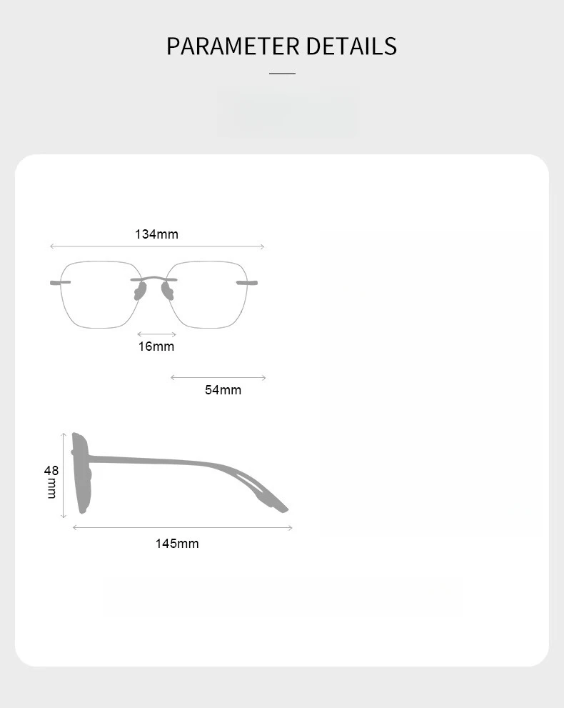 YIMARUILI Mode Temperament Reinem Titan Randlose Brille Frauen Retro Trend Optische Brillen Rahmen Männer 8925-F – Detail 9