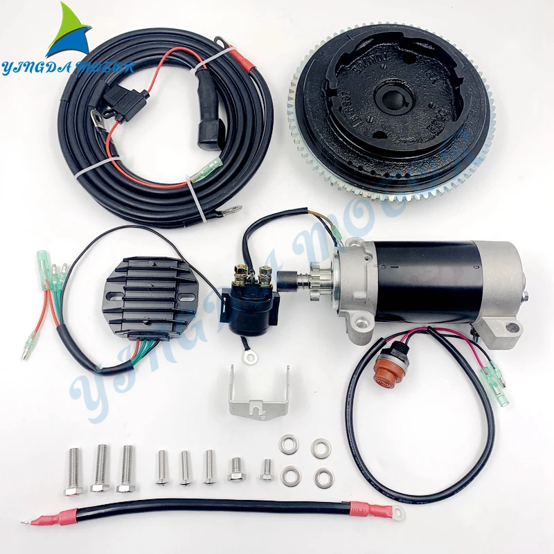 Electric Start Kit For Yamaha Outboard 2T 15HP 30HP 40HP 60HP 85HP F20 Starter Motor Set Electrical Start Conversion Kit