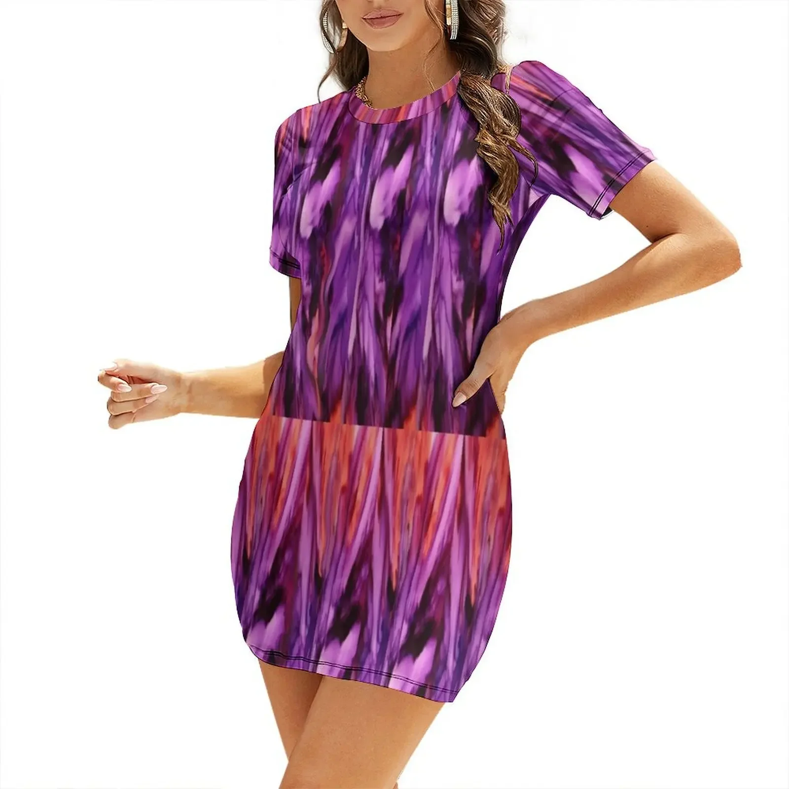 

Purple and Orange Short-Sleeved Dress summer clothes summer dresses for women 2026 Summer dresses for women
