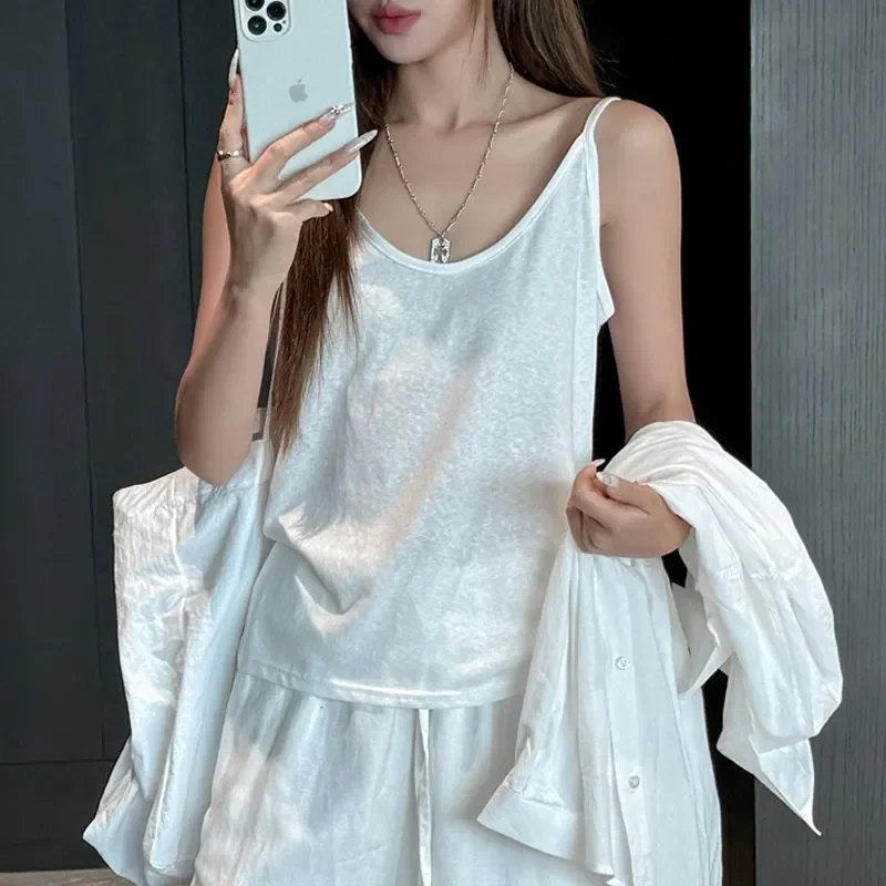 Women Summer Snowflake Cotton Camisole Loose Casual Lazy Style Sleeveless Top