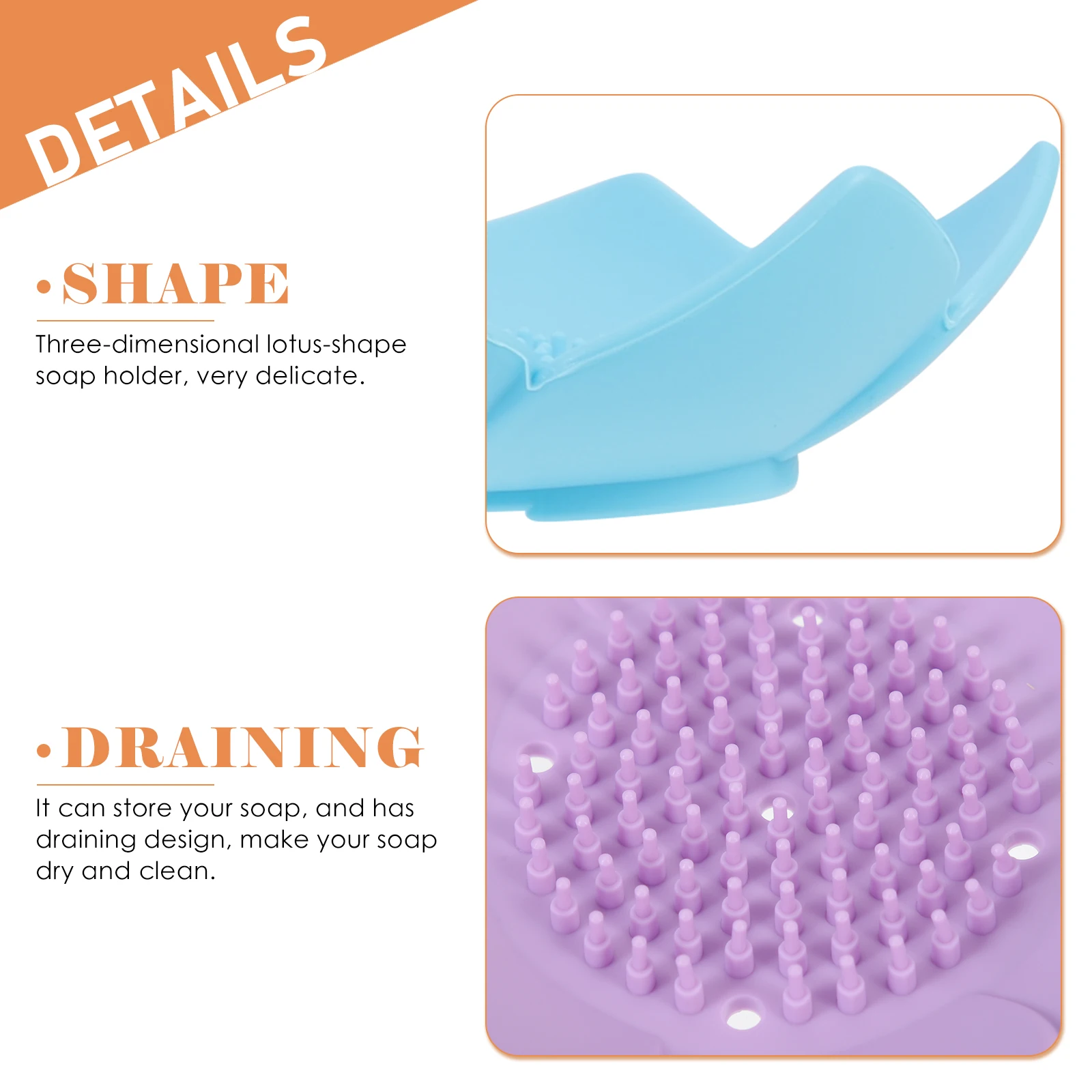 

2Pcs Household Soap Dish Silicone Lotus Design Bathroom Supplies Multi-Function Drainage Soap Holder Bathroom Supplies