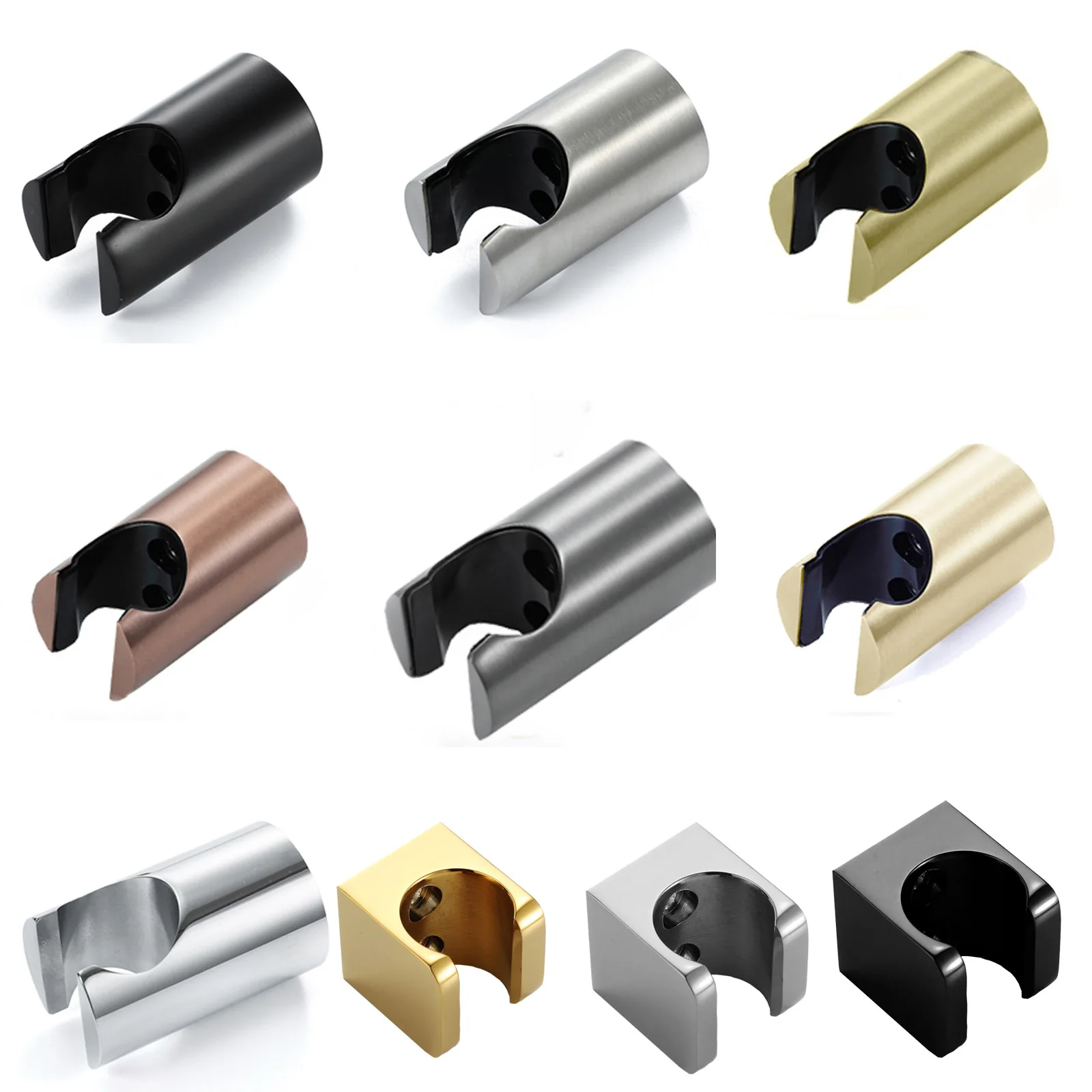 

Shower Base without Water Inlet Black Gold Stainless Steel Square Hand Hand Shower Head Stand Mount